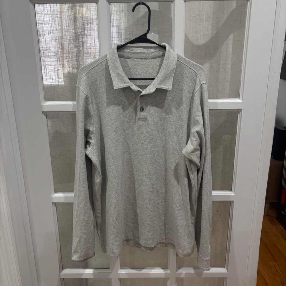 Vuori Light Gray Long Sleeve Polo Shirt